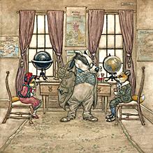 Where the maps upon the wall, and celestial and terrestrial globes in the windows