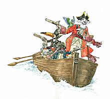 But Silver, from the other boat, looked sharply over
